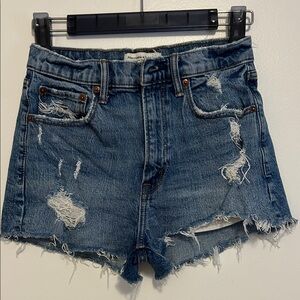 Abercrombie & Fitch Ripped Blue Jean Shorts